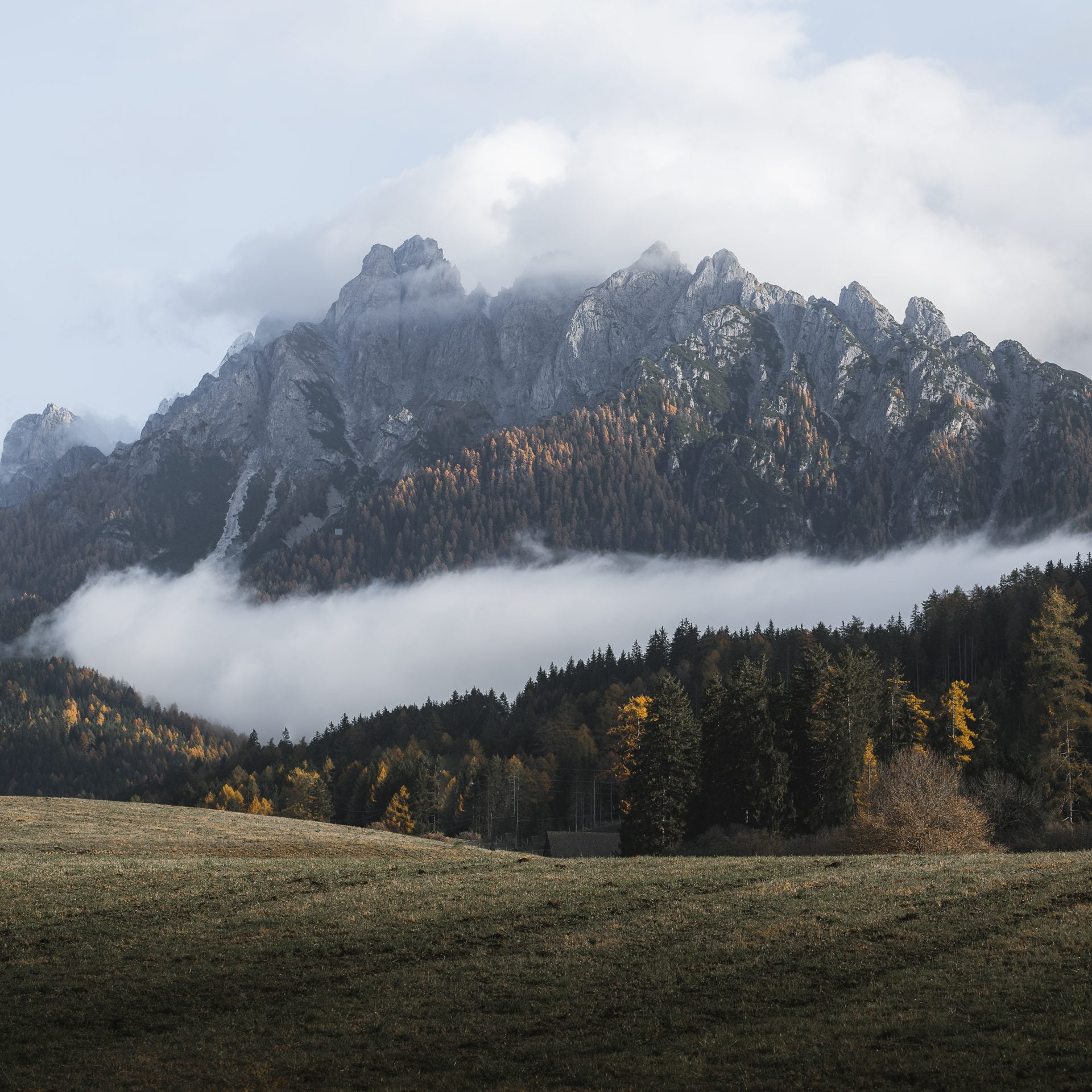 Misty Dolomites valley